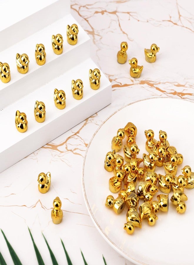 Penitue 50pcs Mini Golden Ducks, Resin Tiny Duck Figures Collectible Animal Statue for Micro Garden Landscape Cake Decor & DIY Craft Party - Image 3