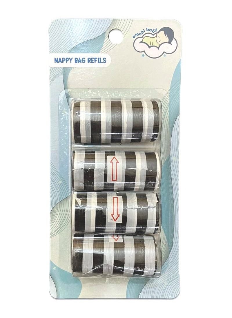 amchi baby Diaper Bag Dispenser Refills Disposable Unscented Waste Bags (4 Rolls)-Black  - Image 1