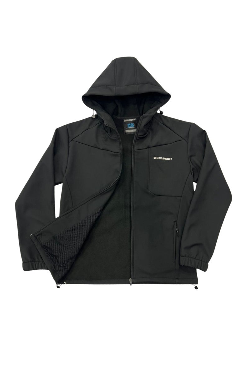 وايت رابيت جاكيت رجالي سوفت شيل مقاوم للماء من وايت رابيت – تصميم بغطاء رأس وسحاب كامل - Image 4