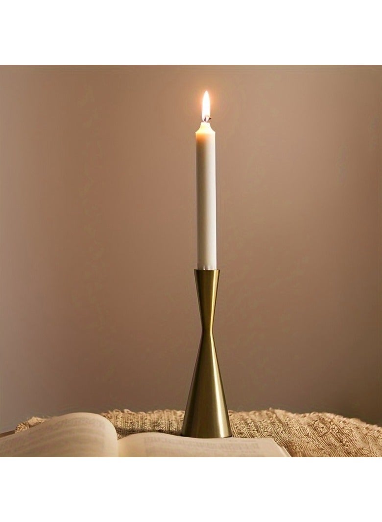 مجموعة من 3 حاملات شموع برونزية/سوداء - حوامل معدنية رفيعة الخصر لحفلات الزفاف وطاولات الطعام وديكورات العطلات - مقاومة للصدأ وقاعدة ثقيلة - Image 4