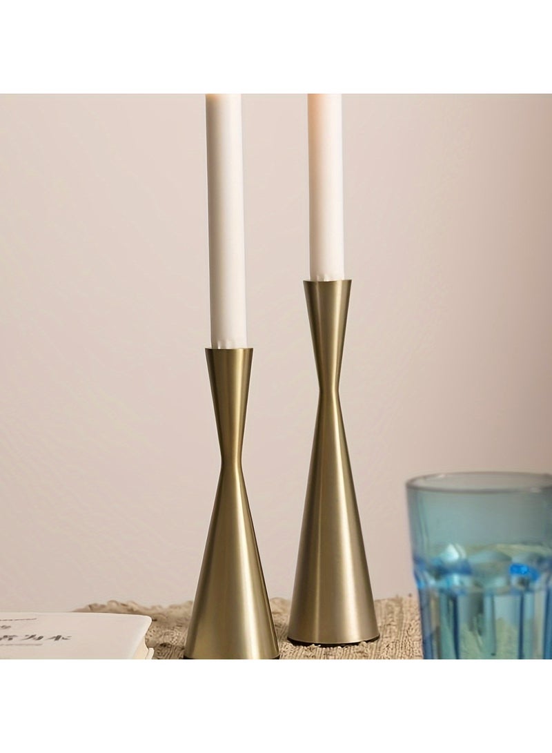 مجموعة من 3 حاملات شموع برونزية/سوداء - حوامل معدنية رفيعة الخصر لحفلات الزفاف وطاولات الطعام وديكورات العطلات - مقاومة للصدأ وقاعدة ثقيلة - Image 5