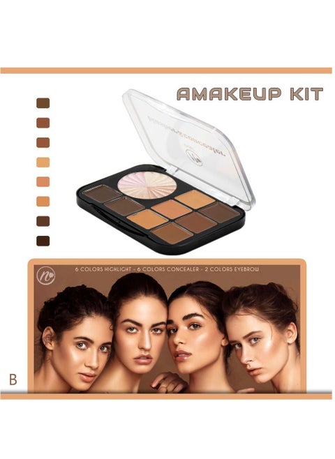Palette Of 8 Contour Colors With 4 Highlight Colors