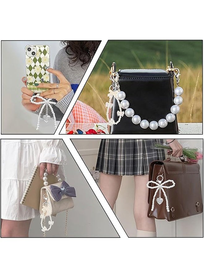 2 Pcs White Pearl Bow Keychain for Women, Pearl Wristlet Keyring, Car Keys Handbag Purse Pendant, Cute Bag Charm Accessory, Elegant Key Holder for Purse, Handbag, Backpack, Ideal Gift for Girls - Image 4
