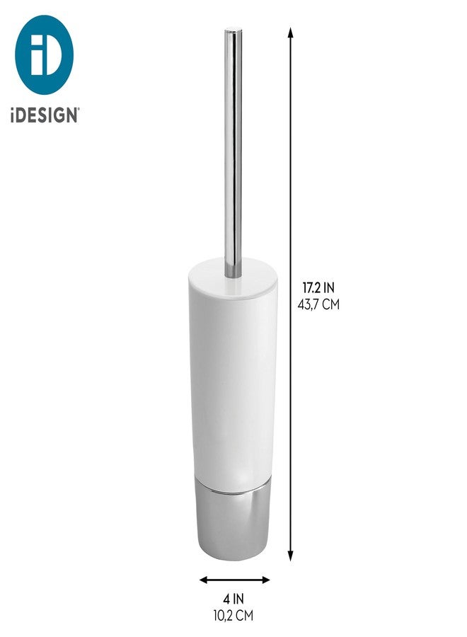 InterDesign iDesign Compact Toilet Brush and Holder for Bathroom - White/Chrome - Image 2