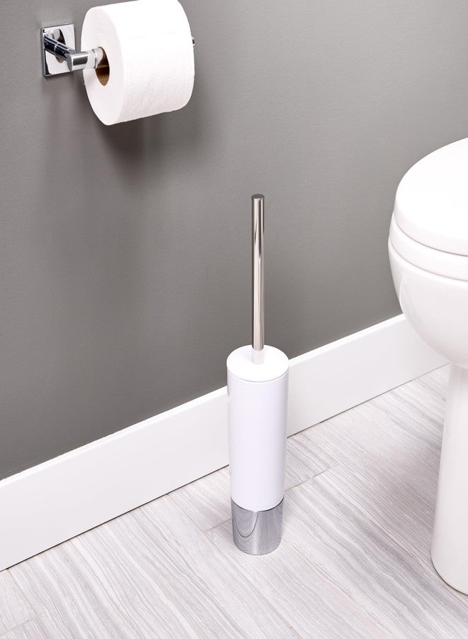 InterDesign iDesign Compact Toilet Brush and Holder for Bathroom - White/Chrome - Image 4