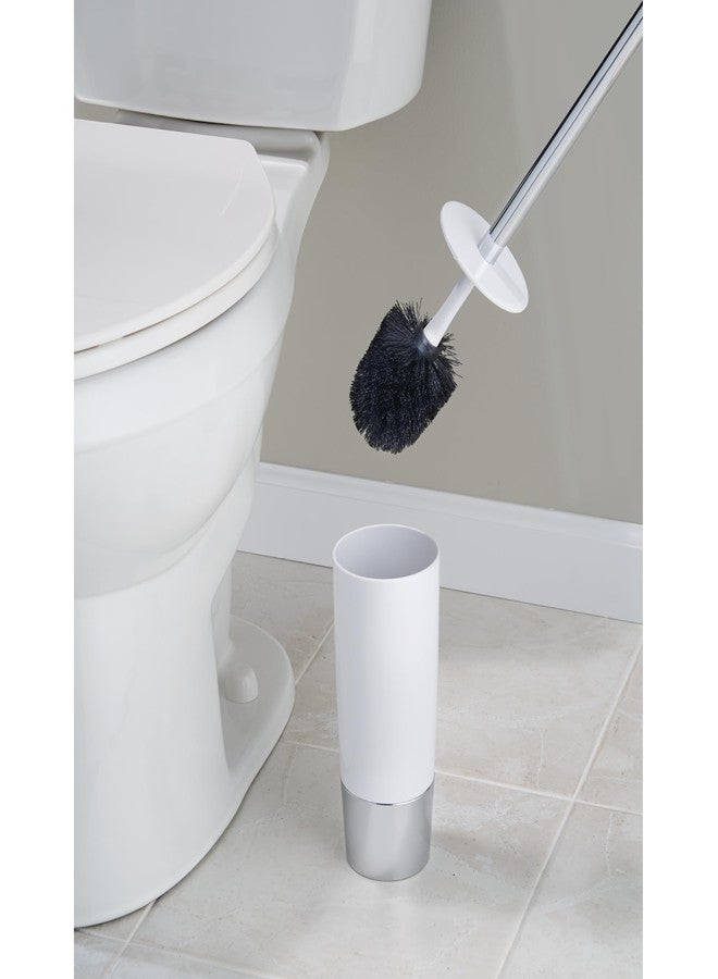 InterDesign iDesign Compact Toilet Brush and Holder for Bathroom - White/Chrome - Image 3