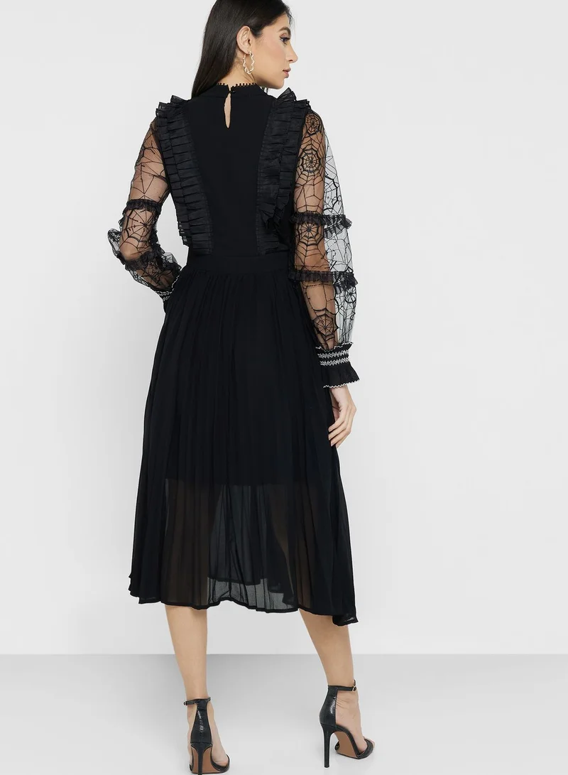 ELLA Polka Dot Pleated Dress