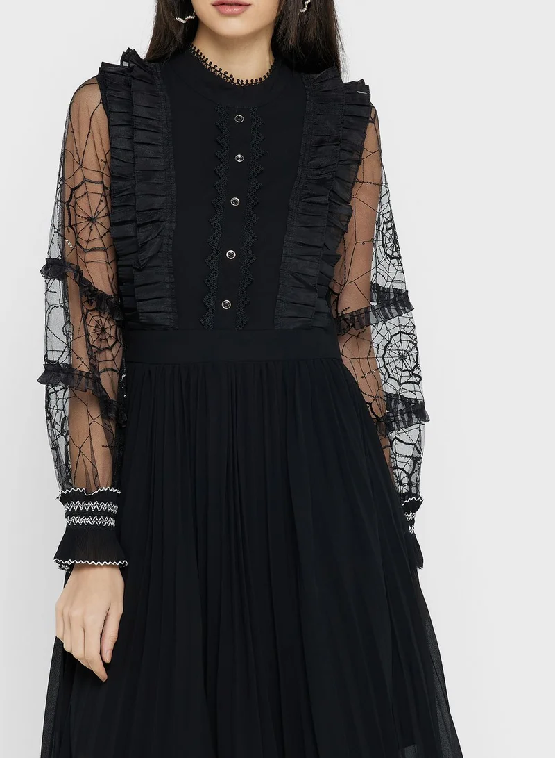 ELLA Polka Dot Pleated Dress