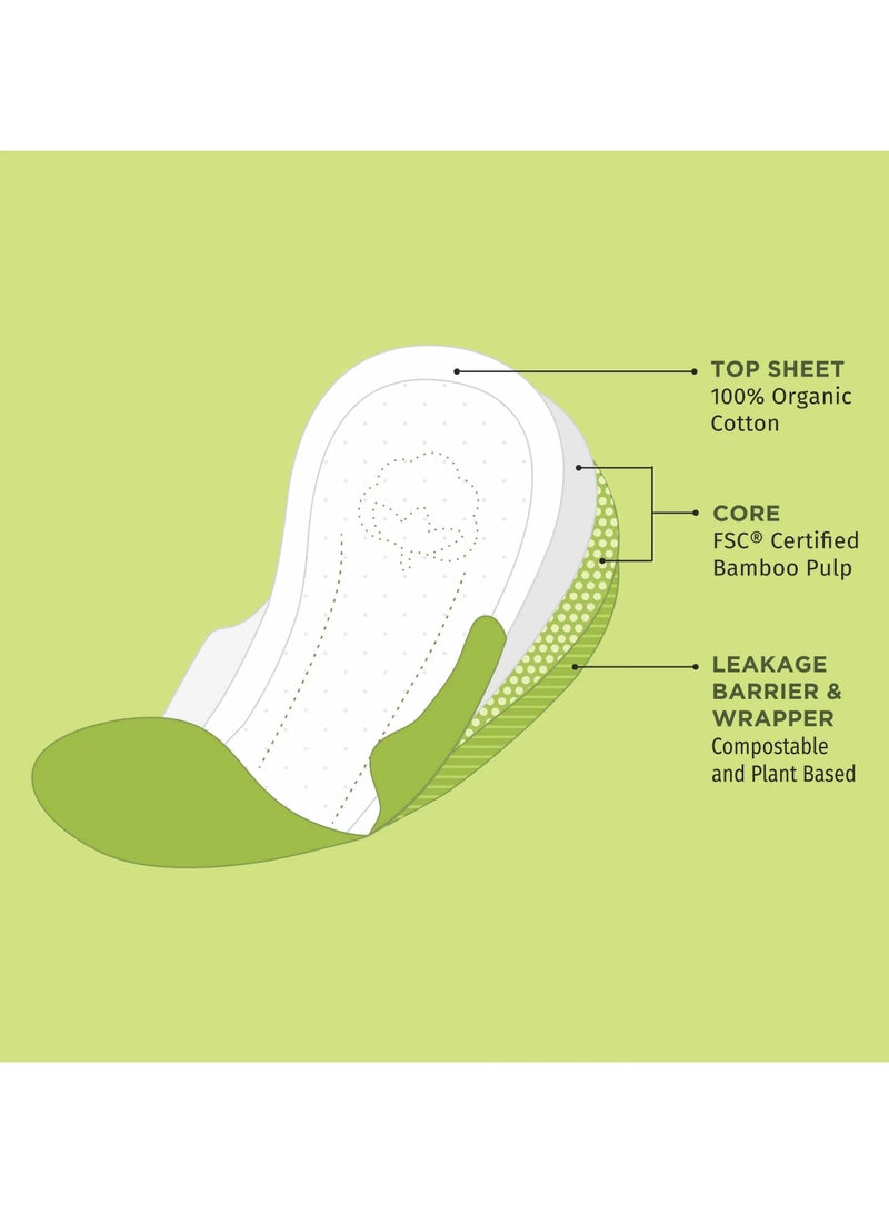 PEE SAFE PeeSafe 100% Organic Cotton Sanitary Pads, Biodegradable Bamboo Core, Super Absorbent & Leak-proof, Fragrance Free, Overnight - 10 Pads - Image 5