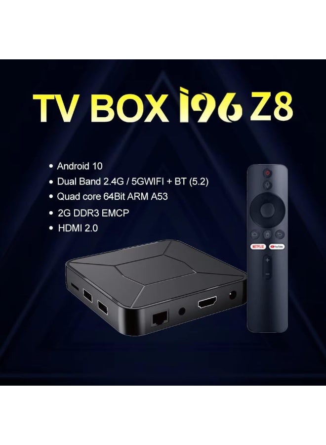 تي في صندوق تلفزيون يعمل بنظام Android، صندوق تلفزيون يعمل بنظام Android 13.0 مع ذاكرة وصول عشوائي (RAM) سعة 2 جيجابايت وذاكرة قراءة فقط (ROM) سعة 16 جيجابايت، يدعم وسائط 4K Ultra HD، صندوق تلفزيون Google Android رباعي النواة يدعم 2.4G/5G واي فاي وكابل LAN مع جهاز تحكم عن بعد بتقنية Bluetooth، يدعم Chromecast - Image 2