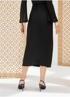Styli Solid Knot Detail A-Line Midi Skirt  - Image 5
