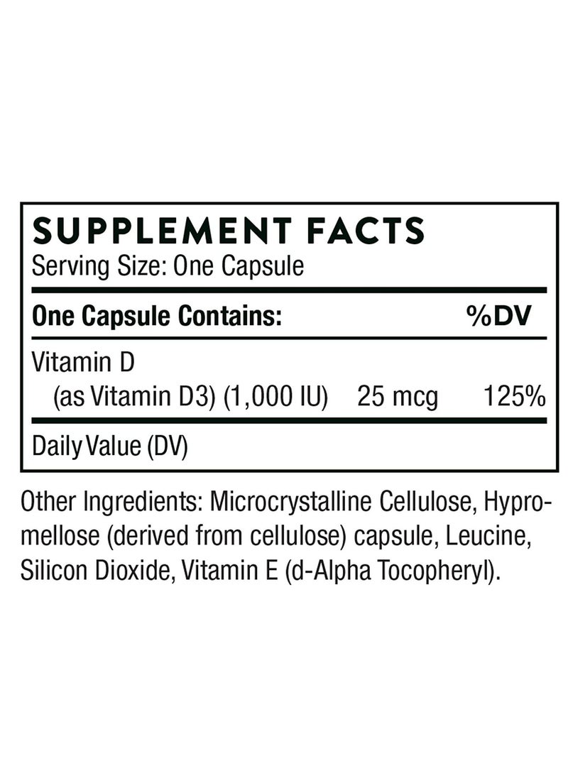 Thorne - Thorne Research - Vitamin D-1000 - Vitamin D3 Supplement (1,000 Iu) For Healthy Bones And Muscles - 90 Capsules - Image 1