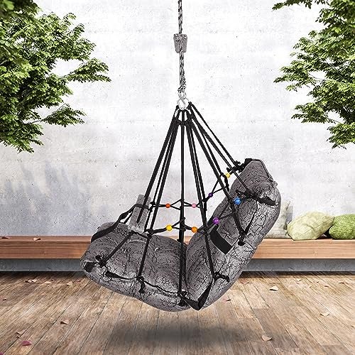 Sprointal Swing For Kids, Baby Swing Chair Cotton Children Folding And Washable 1-5 Years Swing With Safety Belt,Home And Garden Jhula For Babies |Swing For Kids|Hanging Cradle (Grey) - 45.5 Cm - Image 2