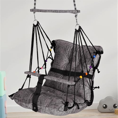 Sprointal Swing For Kids, Baby Swing Chair Cotton Children Folding And Washable 1-5 Years Swing With Safety Belt,Home And Garden Jhula For Babies |Swing For Kids|Hanging Cradle (Grey) - 45.5 Cm - Image 1