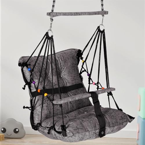 Sprointal Swing For Kids, Baby Swing Chair Cotton Children Folding And Washable 1-5 Years Swing With Safety Belt,Home And Garden Jhula For Babies |Swing For Kids|Hanging Cradle (Grey) - 45.5 Cm - Image 3