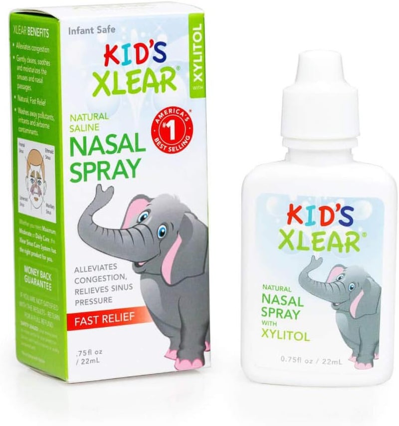 Xlear Xlear Kids' Nasal Spray, Natural Saline Nasal Spray for Kids with Xylitol, Daily Nasal Decongestant, Nose Moisturizer, 0.75 fl oz (Pack of 2)