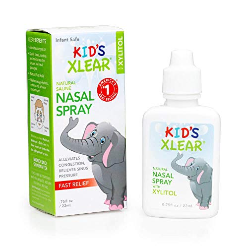 Xlear Natural Xylitol Saline Nasal Spray for Kids Daily Decongestant Nose Moisturizer 075 fl oz Pack of 2