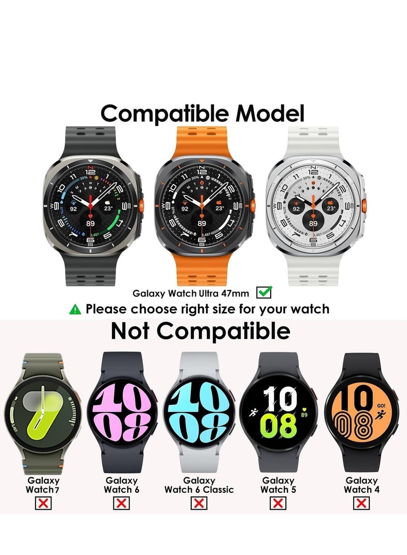 Strap Compatible with Sansung Watch Ultra 47mm TPU Soft Silicone Anti-Slip Adjustable Replacement Strap -Blue White - Image 2