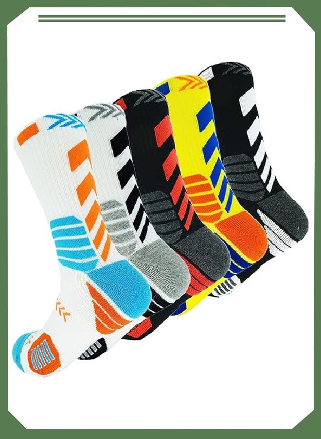 كيلا جوارب كرة السلة للرجال للرجال جورب قطني ضاغط للرجال جوارب رياضية سميكة مبطنة رياضية خفيفة الوزن وقابلة للتنفس 5 أزواج - Image 1