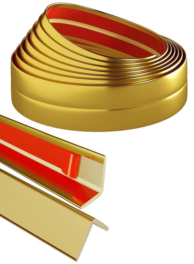 Drofail PVC Flexible Molding Trim Baby Edges Peel and Stick Corners Trim Protector Decorative Wall Guards Strips (2, Gold, 3 Meter) - Image 1