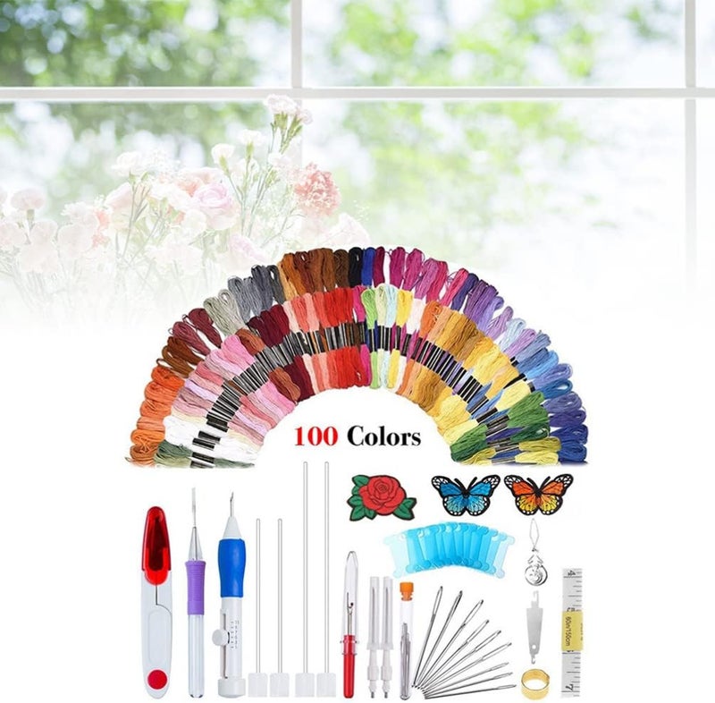comfrt Punch Needle Embroidery Kit Magic Embroidery Pen Punch Needle Set with Threads Embroidery Tools 136pcs - Image 4