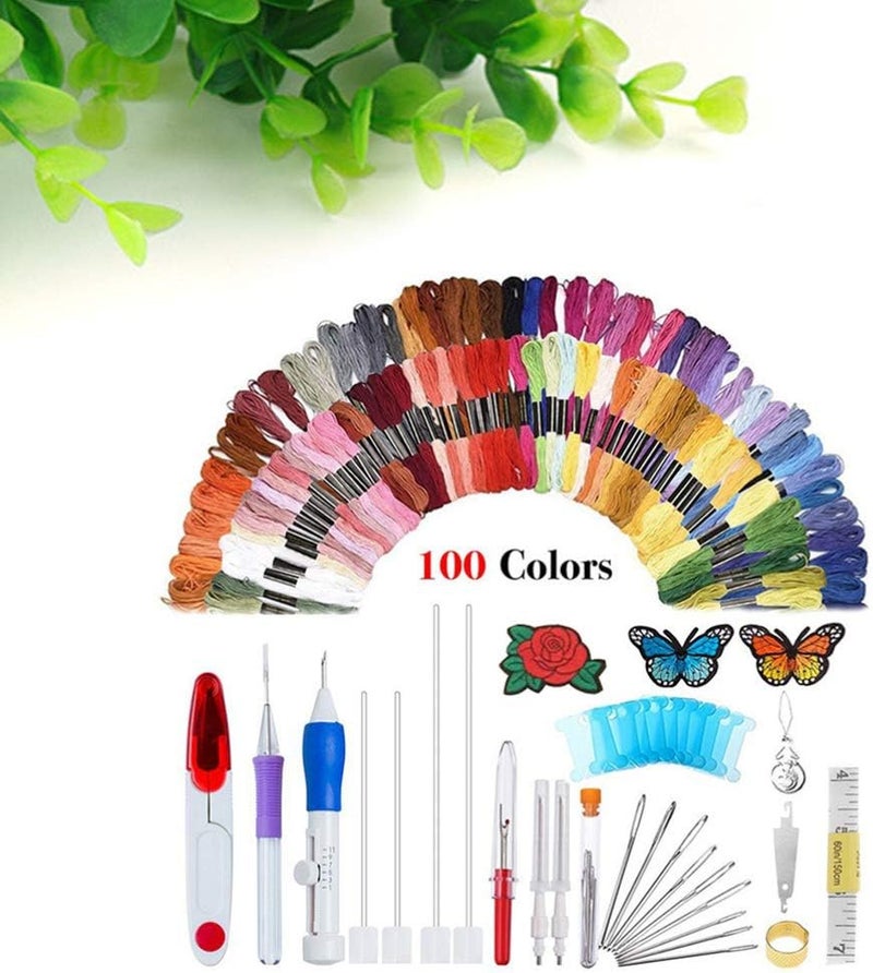 comfrt Punch Needle Embroidery Kit Magic Embroidery Pen Punch Needle Set with Threads Embroidery Tools 136pcs - Image 5