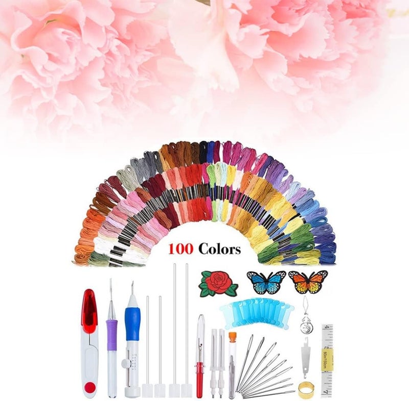 comfrt Punch Needle Embroidery Kit Magic Embroidery Pen Punch Needle Set with Threads Embroidery Tools 136pcs - Image 3