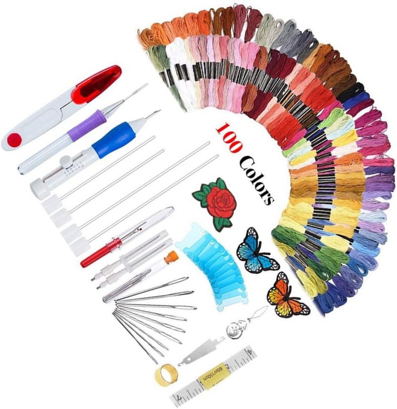 comfrt Punch Needle Embroidery Kit Magic Embroidery Pen Punch Needle Set with Threads Embroidery Tools 136pcs - Image 1