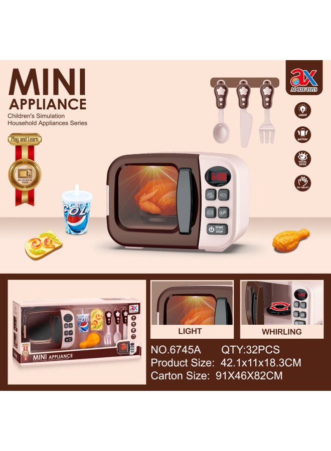 Products Children's Play House Water Jet Vibration Iron Electric Sewing Machine Washing Machine Vacuum Cleaner Small Household Appliances-Specifications:6745A Electric Microwave Oven Combination A Box Of 32  - Image 1