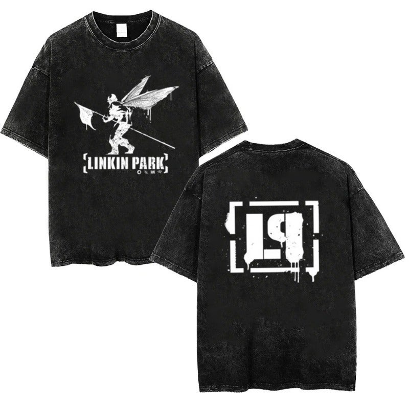 Independent Retro Short-Sleeved Washed Black T-Shirt Casual 2025 Art Loose And Comfortable New Style - Image 5