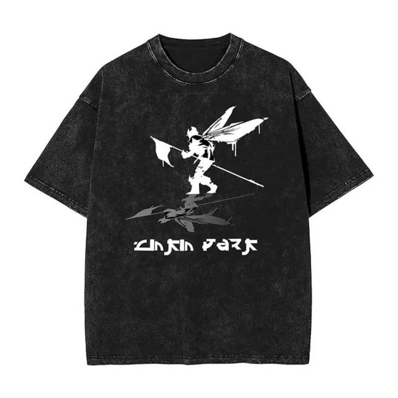 Independent Retro Short-Sleeved Washed Black T-Shirt Casual 2025 Art Loose And Comfortable New Style - Image 4