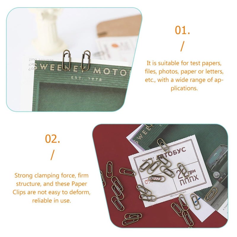 Antique Bronze Mini Metal Paper Clips 100Pcs Multipurpose Office School Supplies - Image 3