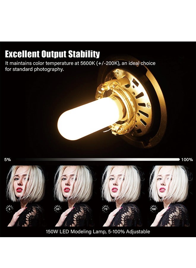 Godox - Godox SK400II Studio Strobe 400W, 2.4G Wireless X System GN65 5600K Monolight with Bowens Mount 150W Modeling Lamp, Outstanding Output Stability, Anti-Preflash - Image 1