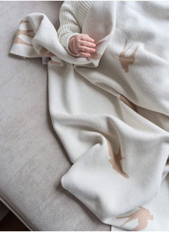 Generic Knitted Baby Blanket with Swallows Print – Soft and Gentle Cotton Knit, Perfect for Year-Round Use – Cozy and Skin-Friendly, Ideal for Sleep, Play, or as a Stylish Nursery Decor  - Image 2