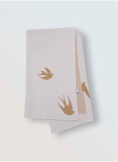 Generic Knitted Baby Blanket with Swallows Print – Soft and Gentle Cotton Knit, Perfect for Year-Round Use – Cozy and Skin-Friendly, Ideal for Sleep, Play, or as a Stylish Nursery Decor  - Image 1