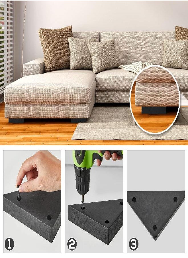 Taiyin Couch Legs Replacement Plastic Triangle Corner Sofa Legs Black Couch Legs with Screws Chair Sofa Couch Feet Replacement Furniture Legs (4 Sets)  - Image 1