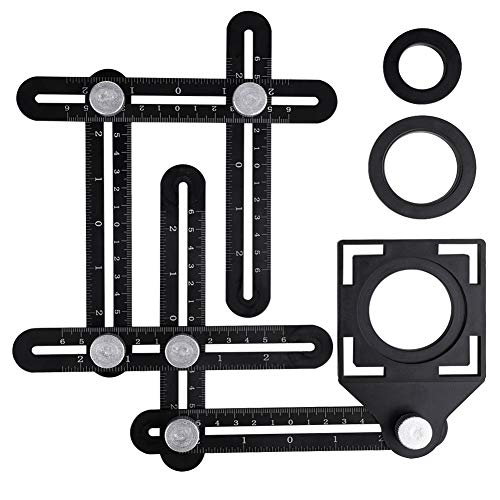Aluminum Alloy MultiFunction sixfold Ruler Angle Finder Universal Angler Ruler Metal Drill Guide Locator Tile Opening Hole Angle Template Tool Angle Copier for Builders Craftsmen Carpenters