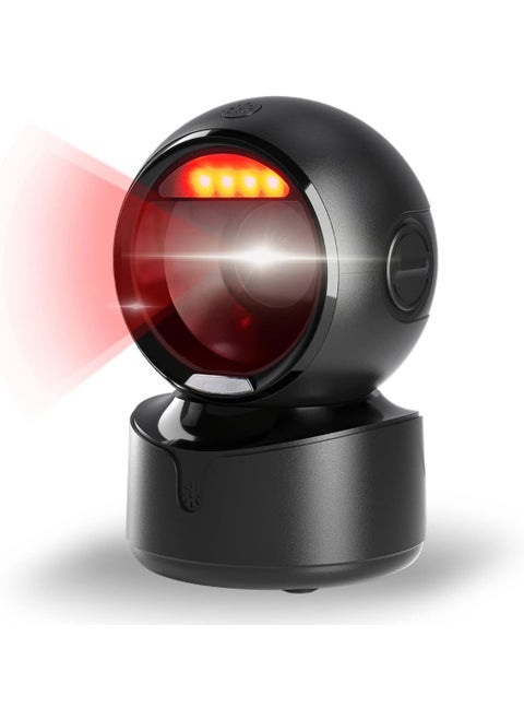 Hands-Free Omnidirectional Desktop Barcode Scanner, USB Wired 1D 2D QR Code Reader with Image Sensing, Ideal for POS Systems in Warehouse, Supermarket, Retail Store, and Bookstore