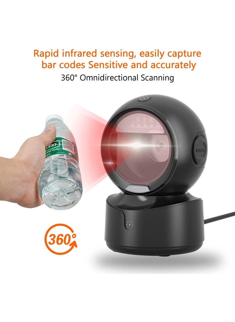 KASTWAVE Hands-Free Omnidirectional Desktop Barcode Scanner, USB Wired 1D 2D QR Code Reader with Image Sensing, Ideal for POS Systems in Warehouse, Supermarket, Retail Store, and Bookstore  - Image 2