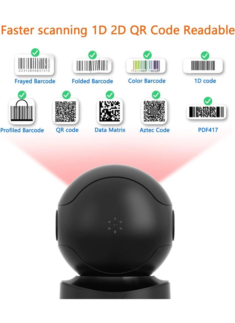 KASTWAVE Hands-Free Omnidirectional Desktop Barcode Scanner, USB Wired 1D 2D QR Code Reader with Image Sensing, Ideal for POS Systems in Warehouse, Supermarket, Retail Store, and Bookstore  - Image 3