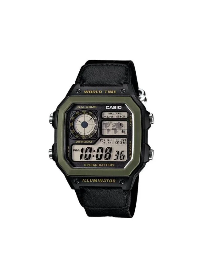 CASIO Men's Digital Display Watch With Black Cloth Strap - AE-1200WHB-1B