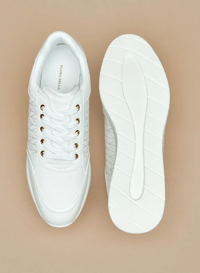 Flora Bella By Shoexpress Women Stitch Detail Wedge Heel Sneakers with Lace-Up Closure