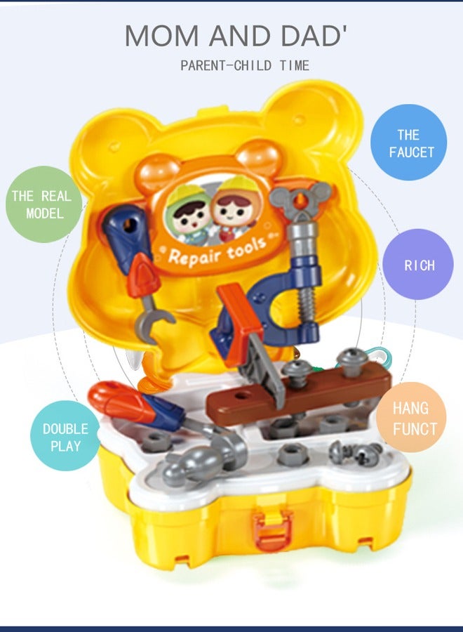 Portable Tool Set,Tool set crossbody bag toy,Piece Kids Tool Set Pretend Play Disassembly Tool Box For Toddlers Boys and Girls Gift 22x17x14cm  - Image 3