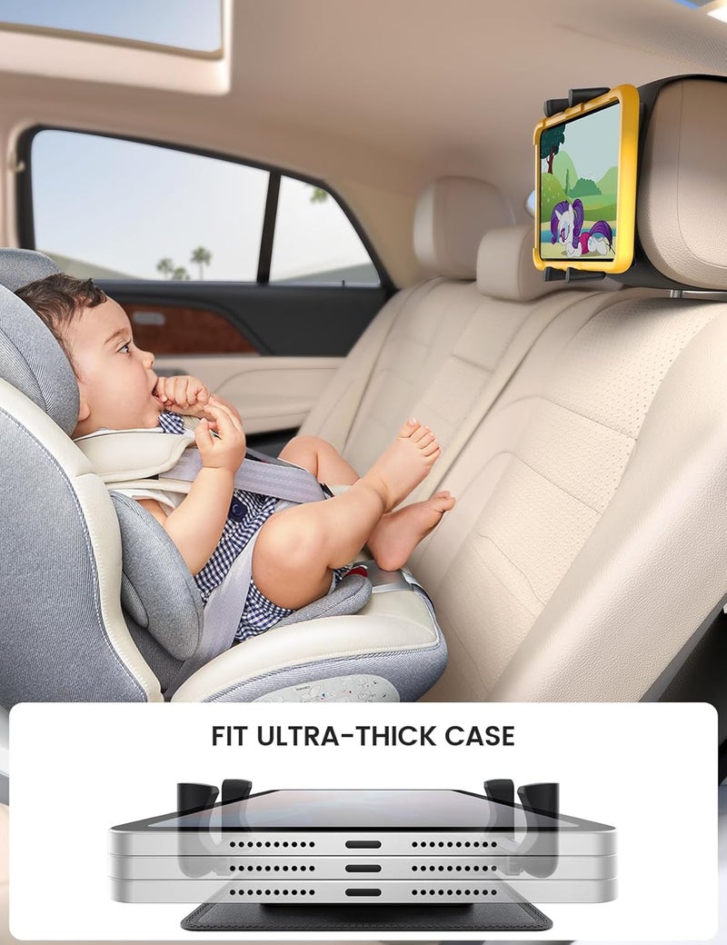 Lamicall Car Tablet Holder - Wide Silicone Clip, Foldable, 360° Rotation, High Elasticity Velcro, Compatible with 6.1-13 Inch Tablets - Image 3