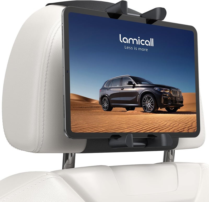 Lamicall Car Tablet Holder - Wide Silicone Clip, Foldable, 360° Rotation, High Elasticity Velcro, Compatible with 6.1-13 Inch Tablets - Image 1