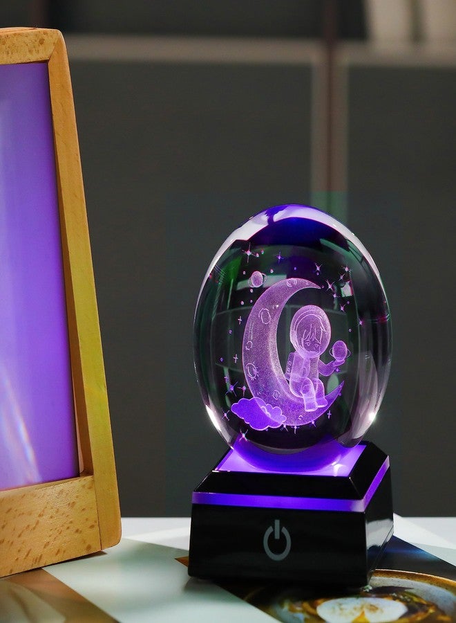 Qianwei 3d Astronaut Figurine Statue Crystal Ball 80mm 3.15inch - Space Astronomy Gifts Solar System Model Decor Crystal Sphere Unique Gifts For Men Him Birthday Dad Physics Science Teacher Night Light Lamp - Image 3