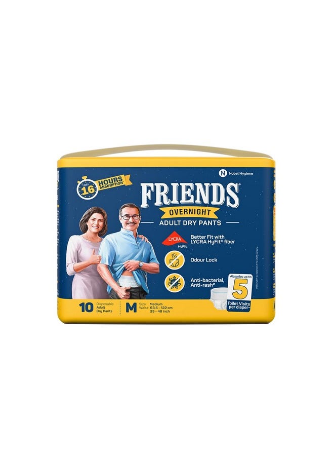 Friends Overnight Adult Diapers Pants Style - 10 Count (M-L) with odour lock and Anti-Bacterial Absorbent Core- Waist Size 25-48 inch ; 63.5-122cm - pzsku/Z871C95E05AE763017E55Z/45/_/1738306172/e34f40a0-59f1-41e9-a1f9-a61d17b24d28