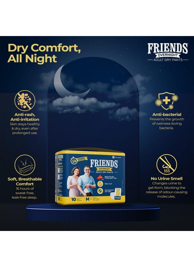 Friends Overnight Adult Diapers Pants Style - 10 Count (M-L) with odour lock and Anti-Bacterial Absorbent Core- Waist Size 25-48 inch ; 63.5-122cm - pzsku/Z871C95E05AE763017E55Z/45/_/1738306216/5b62541e-0127-4921-8ffd-a267a0f1a176