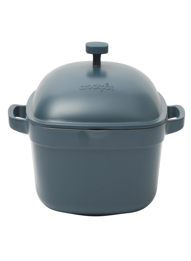 Crock-Pot Northvale Cast Aluminum Lightweight Durable 5.2 Quart Heavy Duty Dutch Oven Pot With Lid, Oven Safe, Dual Handles - Matte Blue - Image 1