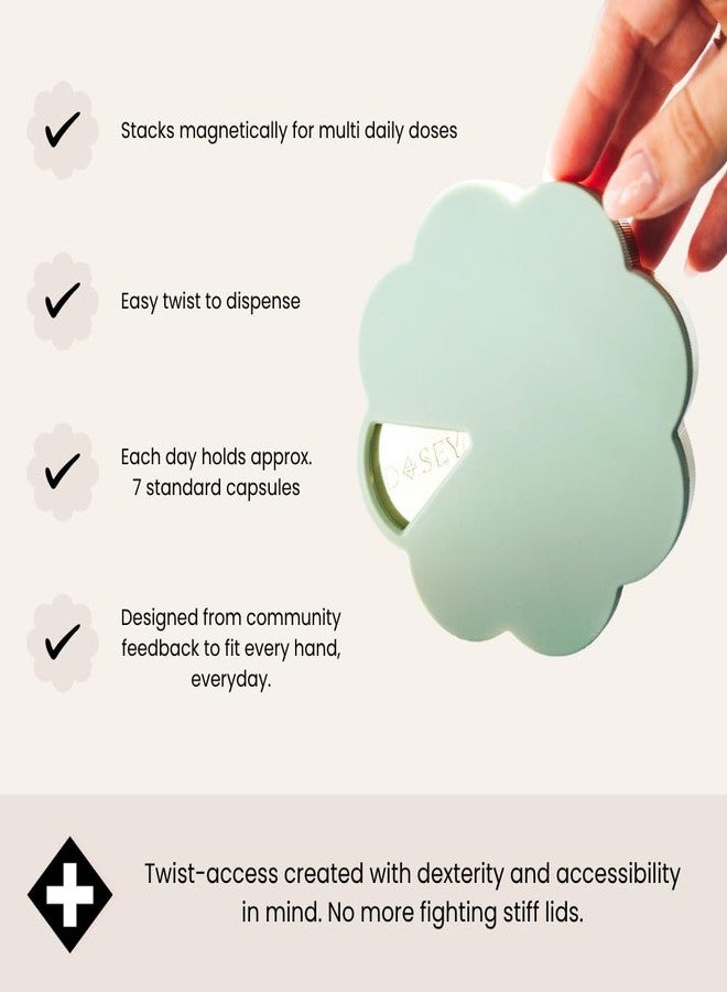 Dosey Twist+Stack Pill Organizer, Weekly & Daily Medicine Organizer Case, Portable Travel Pill Box, Compact Vitamin & Medication Storage Solution, Sage Gold - Image 4